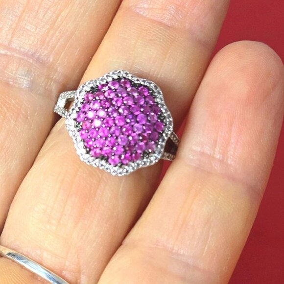 925 Sterling Silver Ring SZ 6 with Natural Pink Sapphire Gemstone - Picture 6 of 10